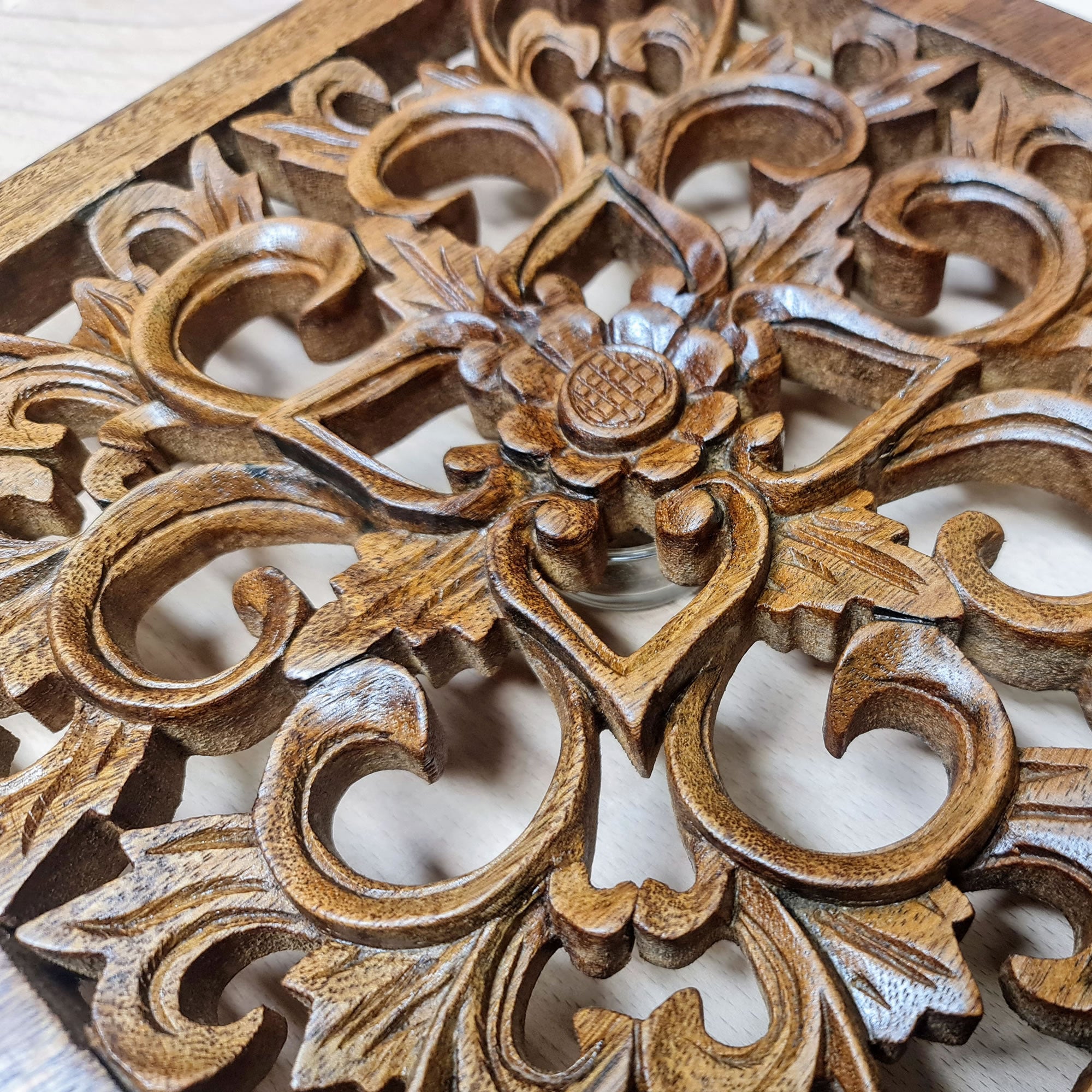 Handmade Carved Wooden Decorative Mandala Wall Art Sculpture Yoga Panel - Easternada