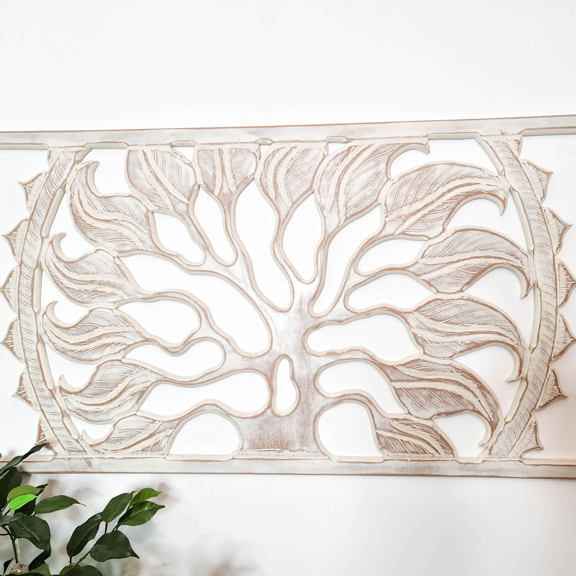 Carved Painted Wooden Wall Art - Headboard Decorative Tree of Destiny