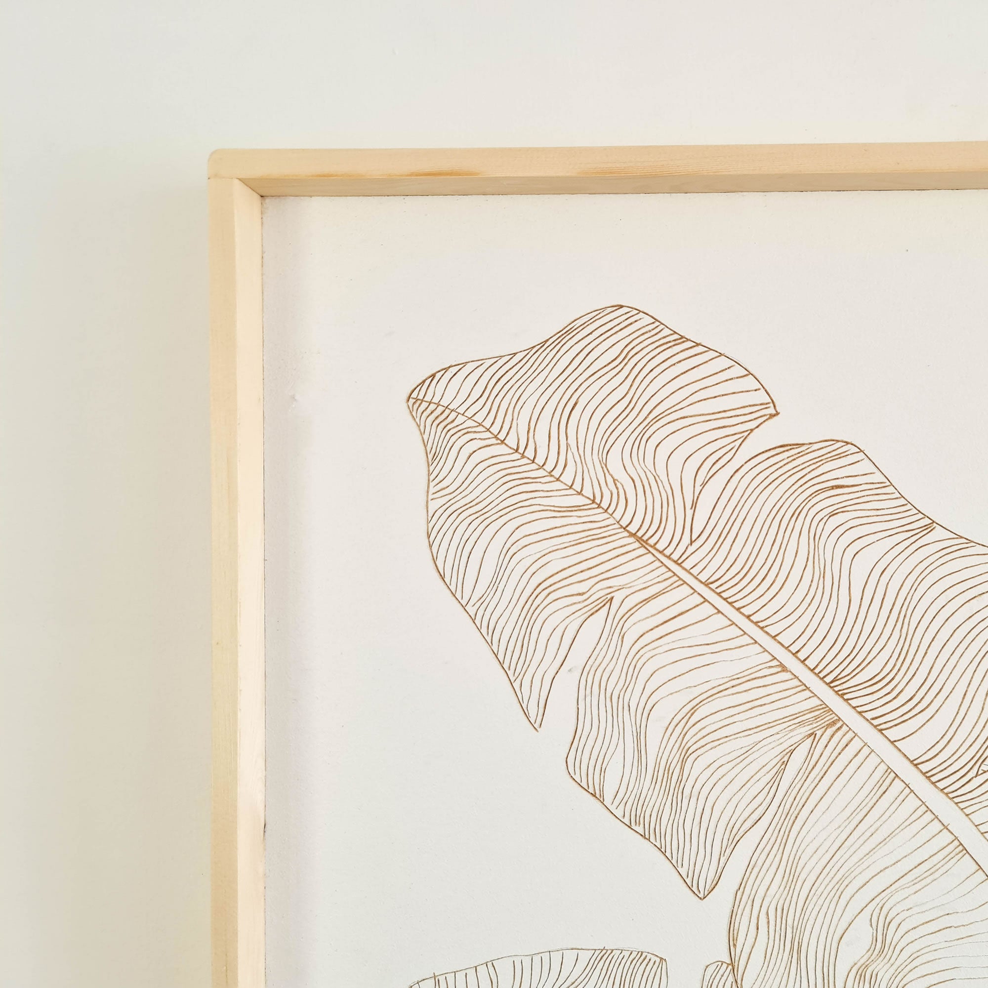 Handmade Carved Wooden Decorative Wall Art Wild Leaves White - Easternada