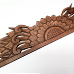 Handmade Carved Wooden Wall Art Rustic Curved Mandala Distressed Antique Brown