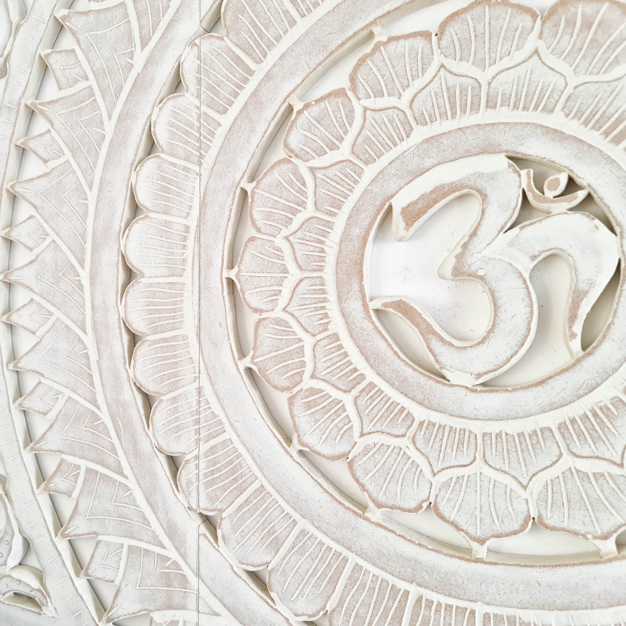 Hand Carved Wooden Wall Art - OM Headboard Decorative Mandala Panel