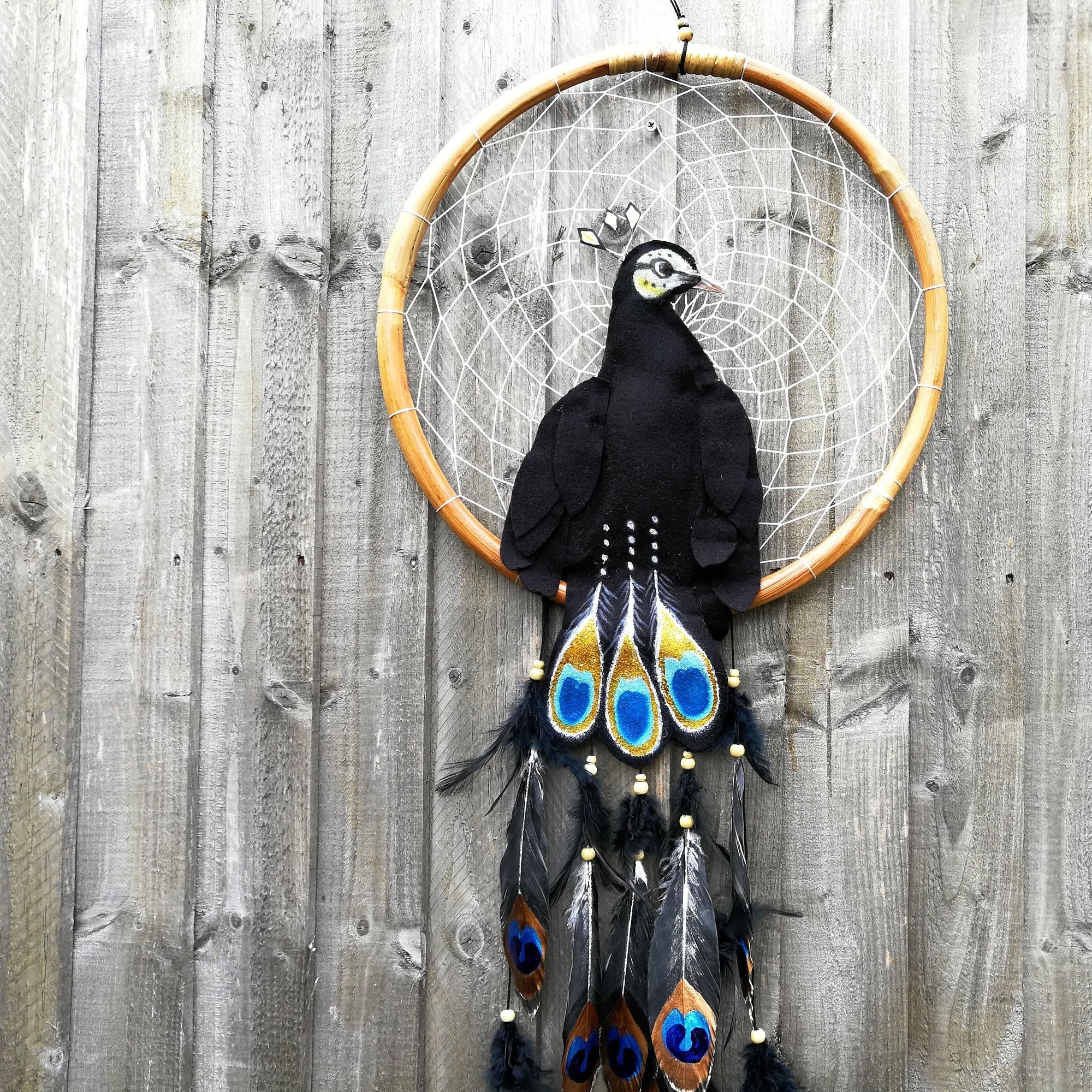 Peacock - Bohemian Feather Macramé Hanging Dream Catcher Large