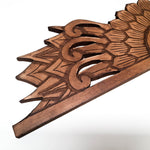 Handmade Carved Wooden Wall Art Rustic Curved Mandala Distressed Antique Brown