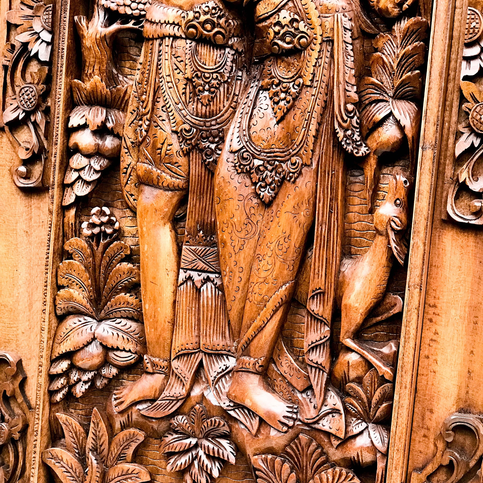 This stunning teakwood hand carved is very desirable. Ram Sita Hindu Mandir Temple Vintage Sculpture.