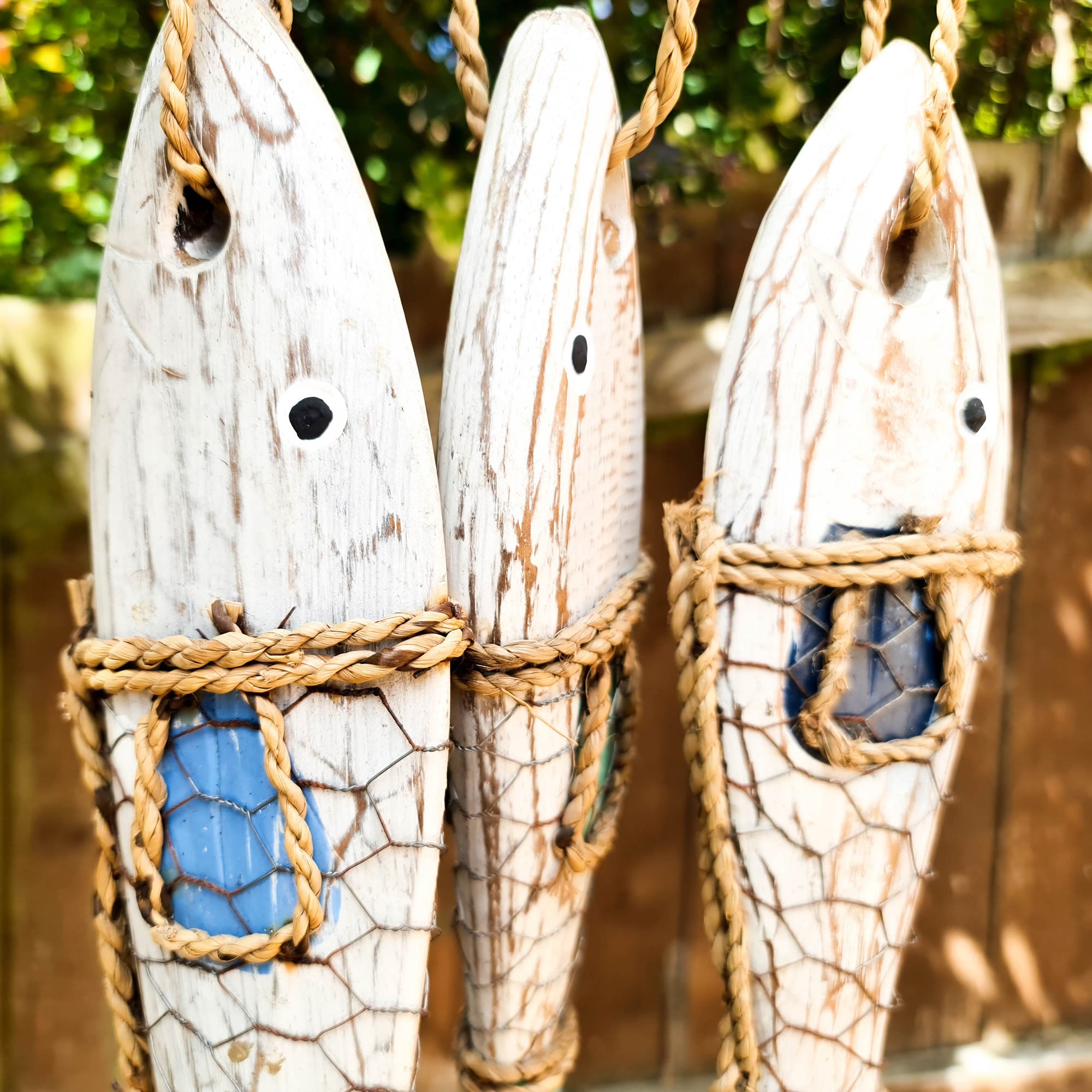 Tropical Fishes Wall Hanging - Hand-Carved painted wooden Tropical Beach Surf decoration