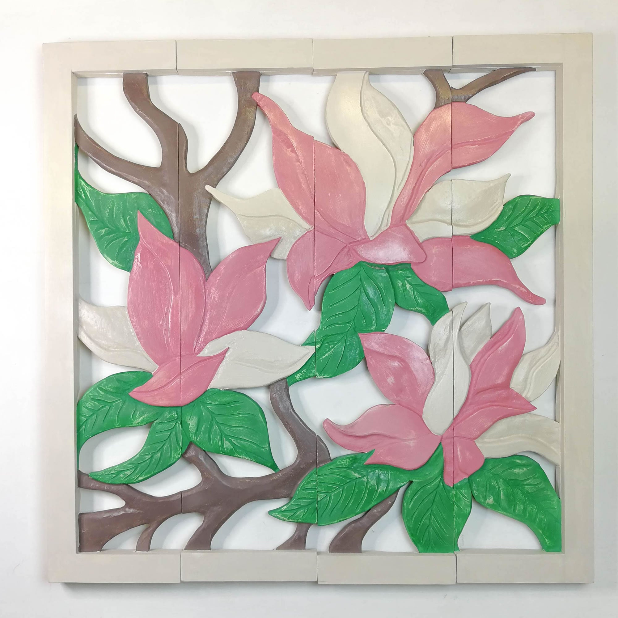 Large Hand Carved Wooden Wall Art Decorative Headboard Panel