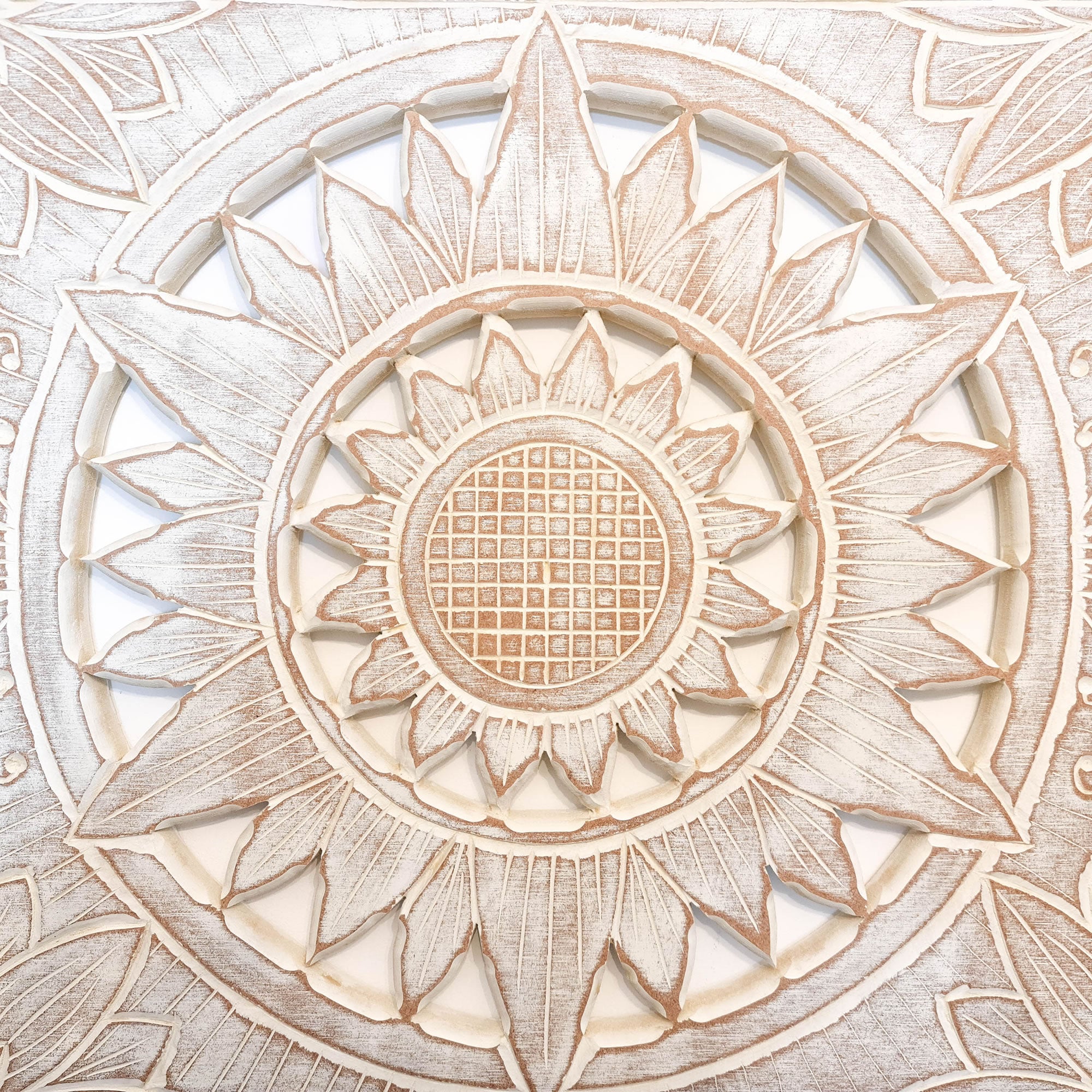 Carved Wooden Wall Art - Decorative Mandala Yoga Distressed Eco Panel Headboard Sculpture Easternada