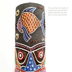 Hawaiian Tiki Mask Wall Hanging - Hand Carved painted wooden Tropical Aboriginal decoration
