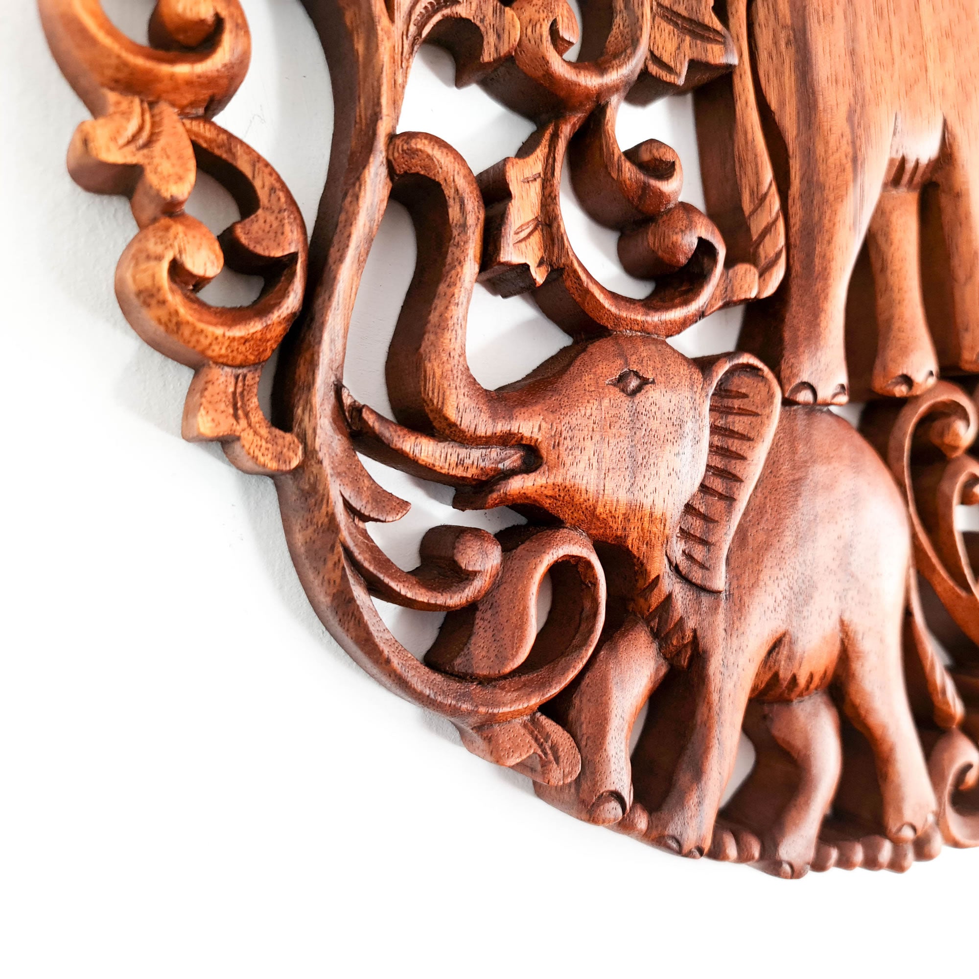 Jungle Elephants Carved Wooden Hand Carved Decorative Panel Sculpture Nature - Easternada A perfect Gift idea