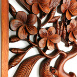 Hand Carved Wooden Decorative Panel Art Sculpture Tree of Hope Life Wealth