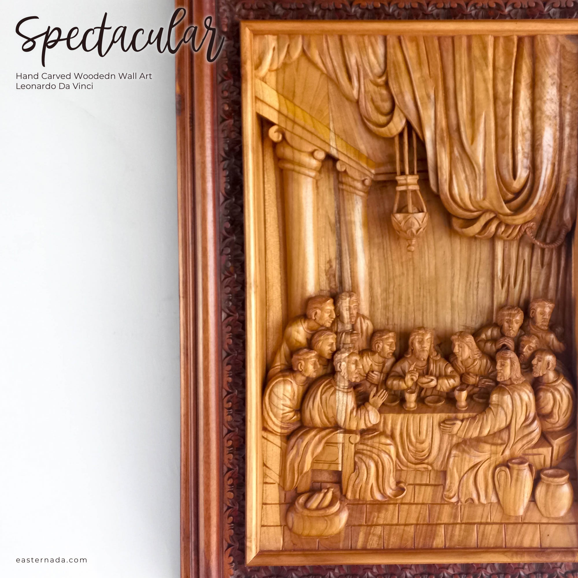 Hand Carved Wooden Lord Jesus - Religious Vatican Christian Art Sculpture Leonardo Da Vinci