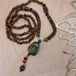 Blessed Buddhist Monk Meditation Beads Wooden Necklace Bohemian - Easternada