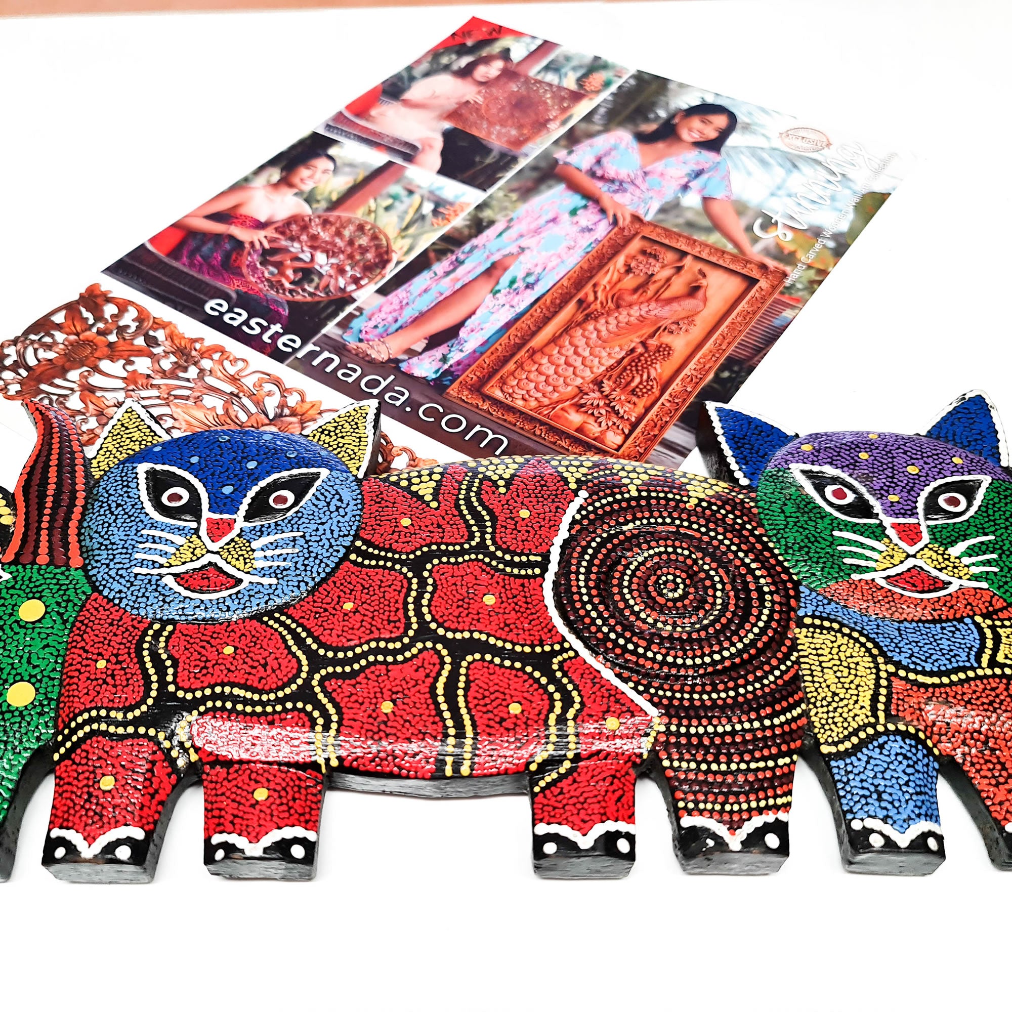 Tropical Wall Hanging - Hand-Carved painted wooden Tropical decoration