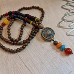 Blessed Tibetan Buddhist Monk Meditation Beads Wooden Necklace Bohemian