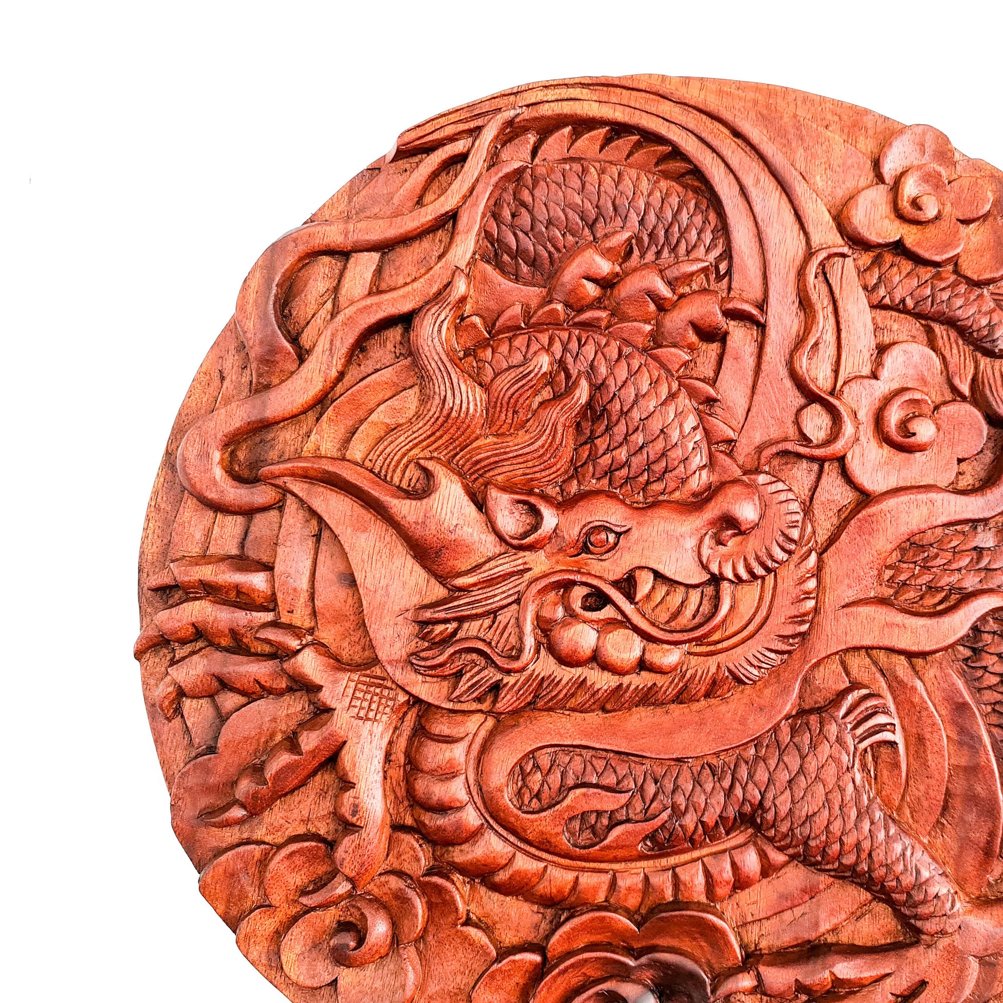 Hand Carved Wooden Wall Art Decorative Sculpture Chinese Dragon - Feng Shui Good Luck Perfect Gift Easternada