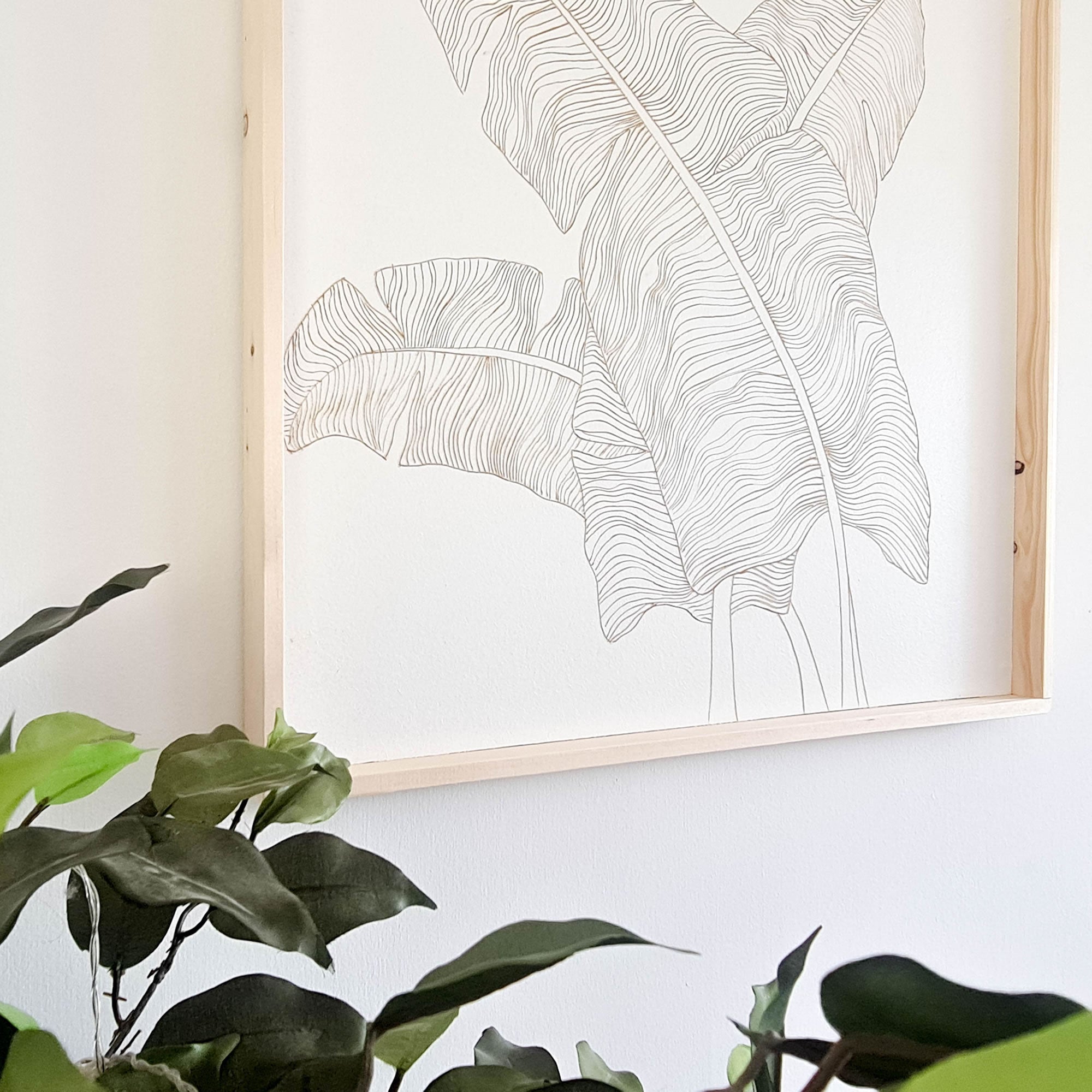 Handmade Carved Wooden Decorative Wall Art Wild Leaves White - Easternada