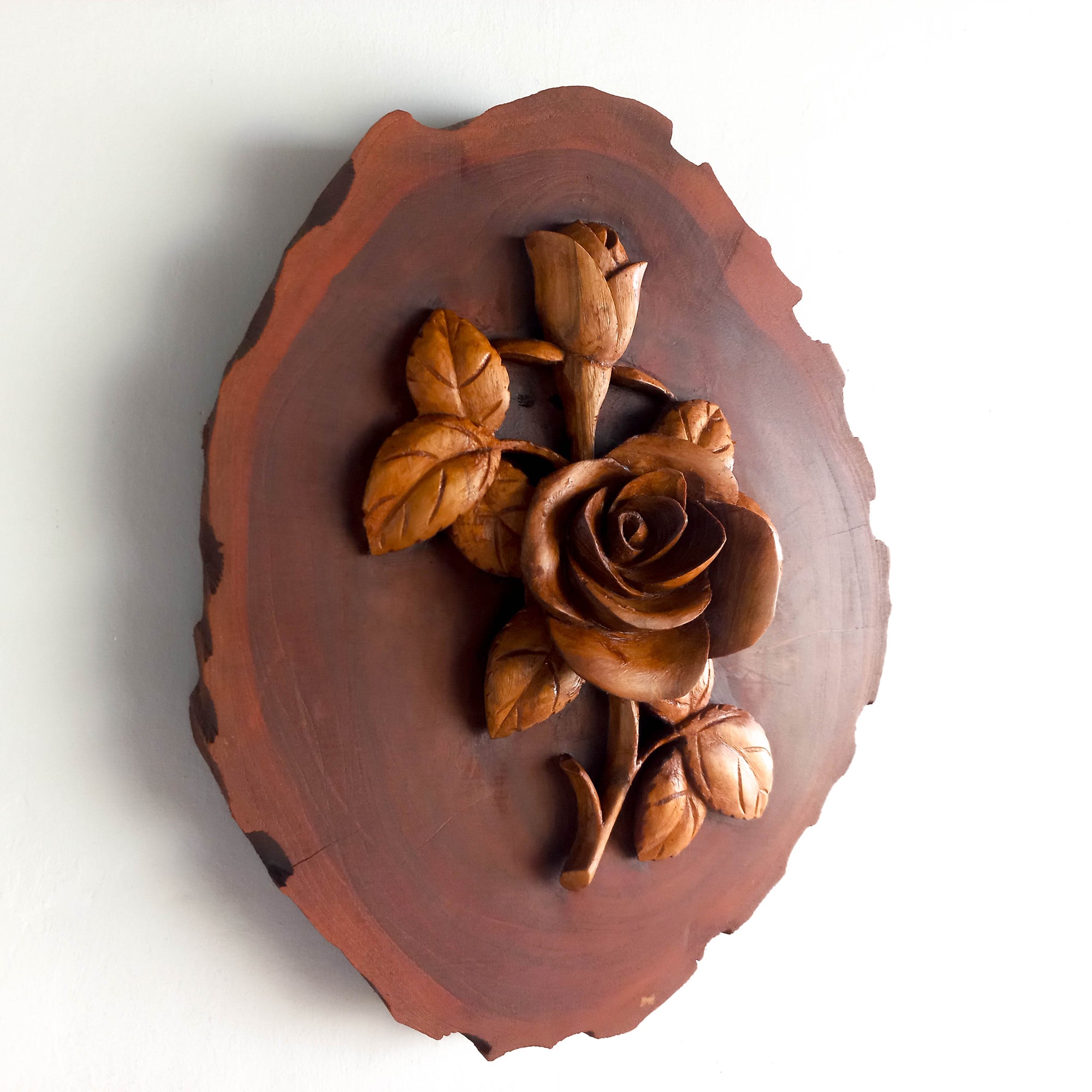 A perfect gift for a loved one. Hand Carved Teak Wood Rose Flower. Simply Stunning Wall Art Decoration. Wedding Valentines Gift