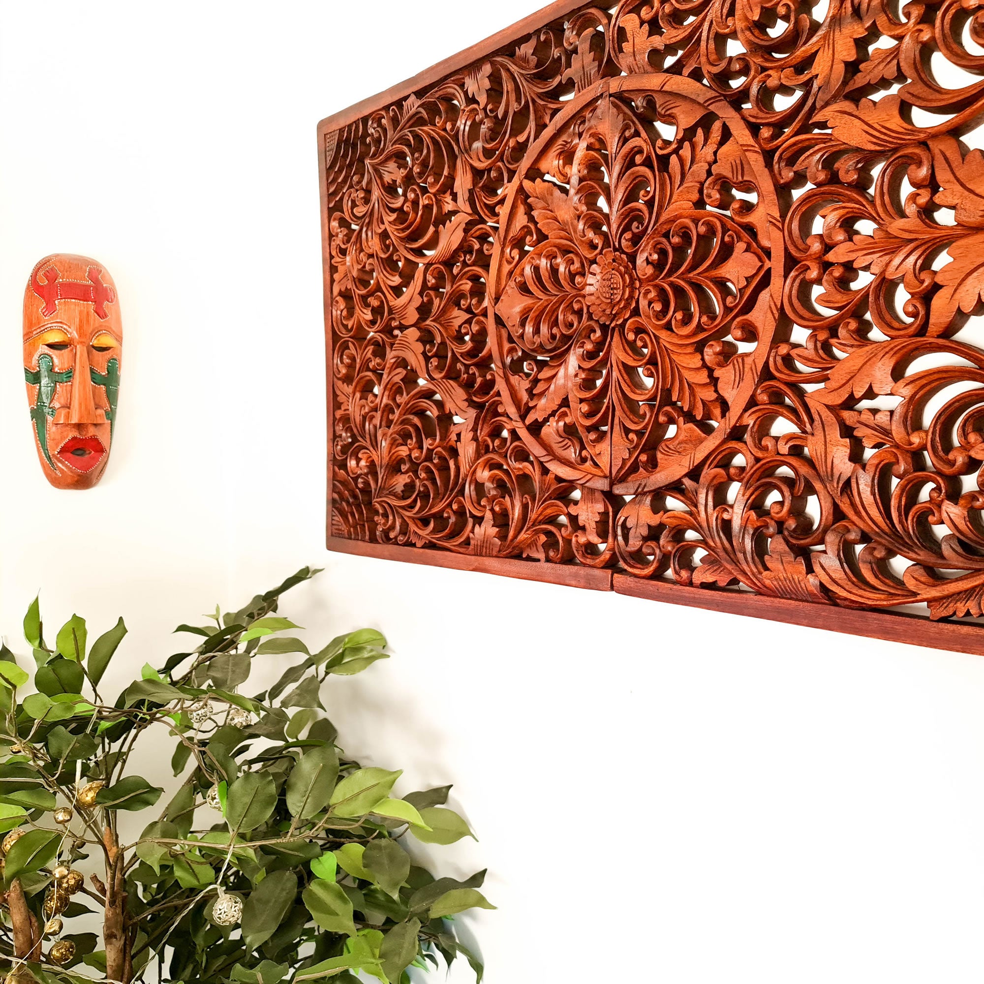 Hand Carved Wooden Wall Art Decoration Headboard Mandala Large. A Stunning addition to your home or be a perfect gift for a loved one. - Easternada