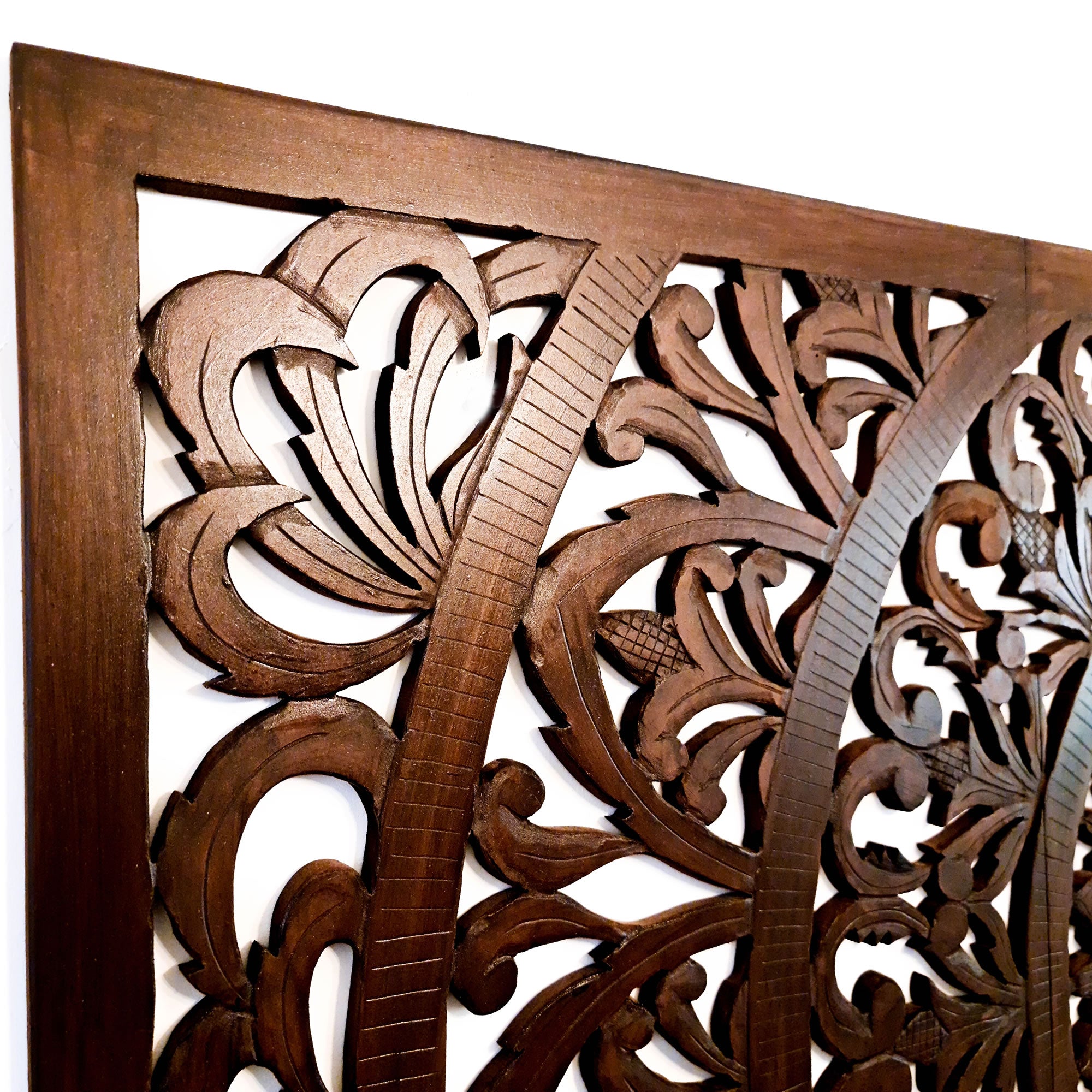 Hand Carved Wooden Decorative Wall Art Large King Headboard Mandala Sculpture