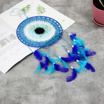 A beautiful Nazar Turkish Evil Eye Handmade Bohemian Macramé Beads Dream Catcher Car Wall Hanging Decoration Art, a perfect gift. A unique piece with subtle colors and beads to give an elegant touch