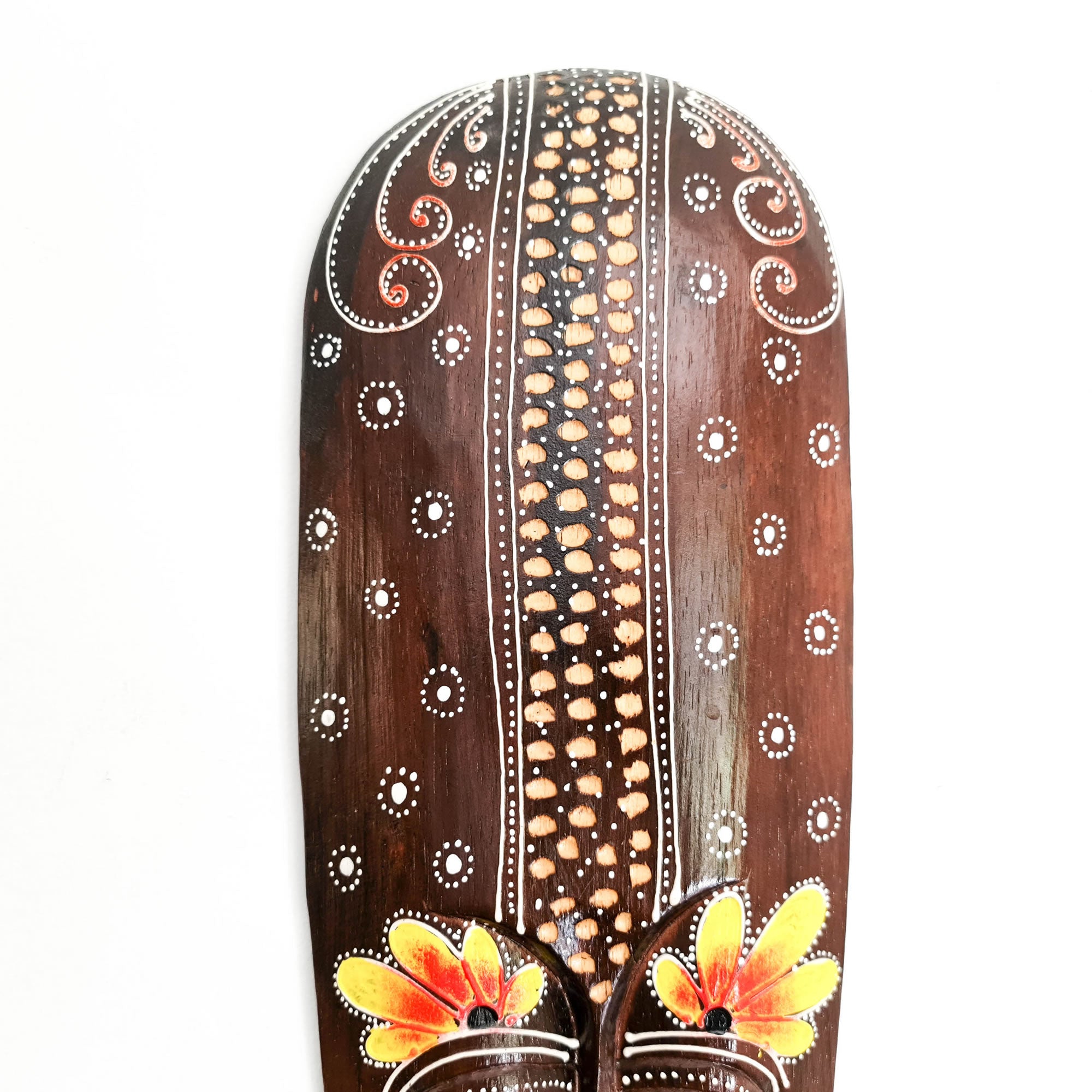 Hawaiian Tiki Mask Wall Hanging - Hand Carved painted wooden Tropical Aboriginal decoration