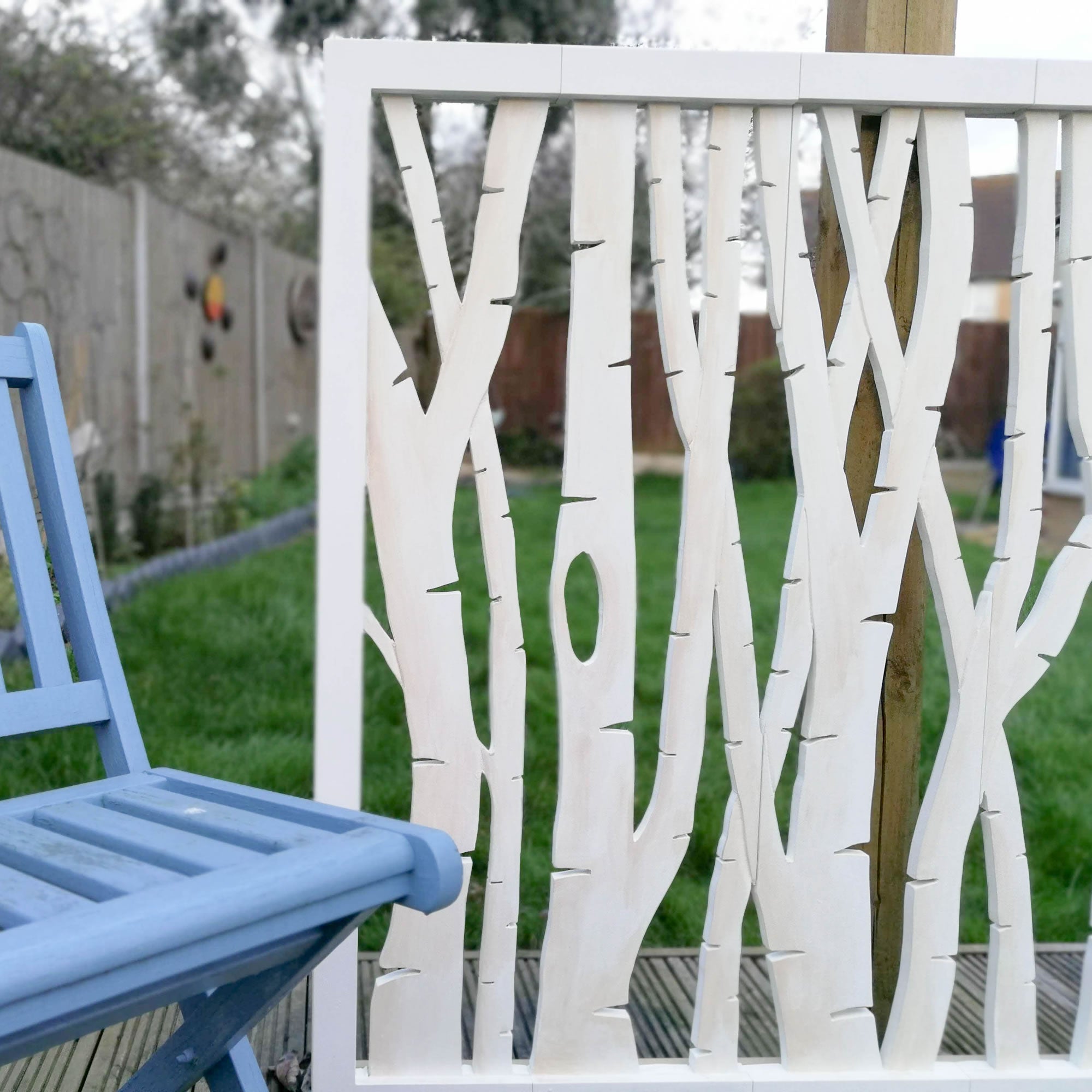 Art mural en bois sculpté - Grande tête de lit décorative en bouleaux