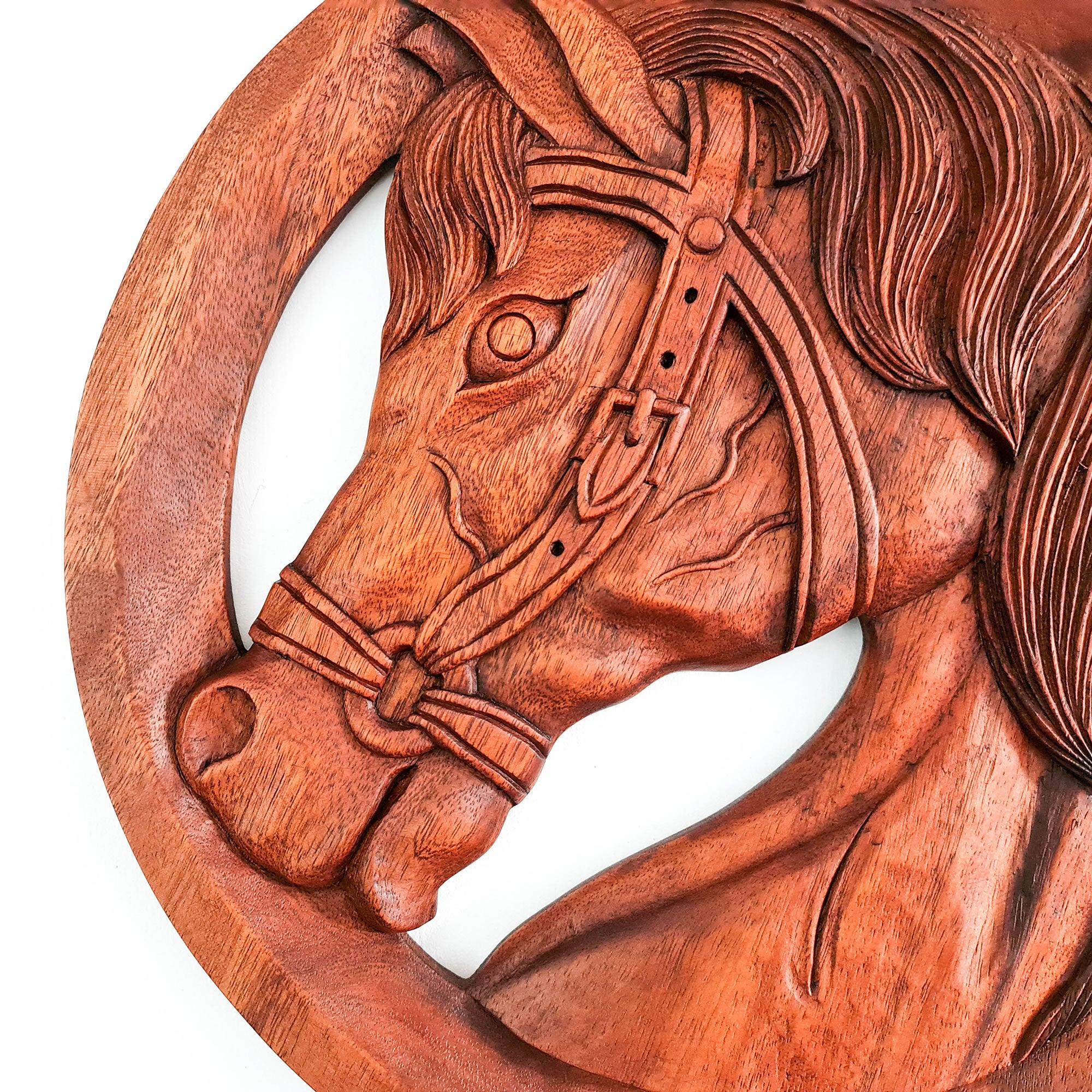 Cadeau de décoration d'équitation d'art mural en bois sculpté à la main