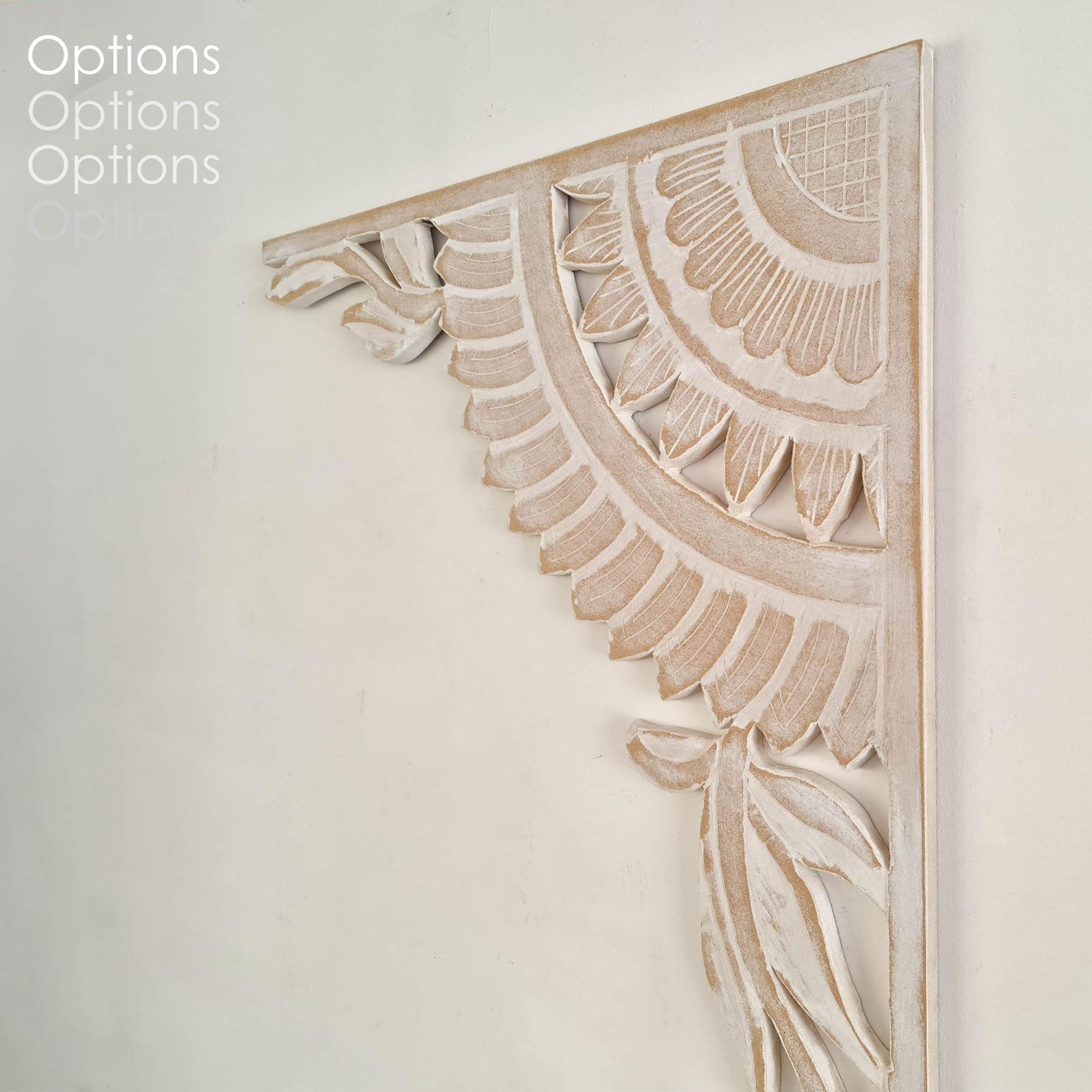 Mandala Art - Handmade Carved Wooden Wall Art Distressed White