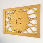 Art Deco Golden Sunflower - Handmade Carved Wooden Wall Art Headboard