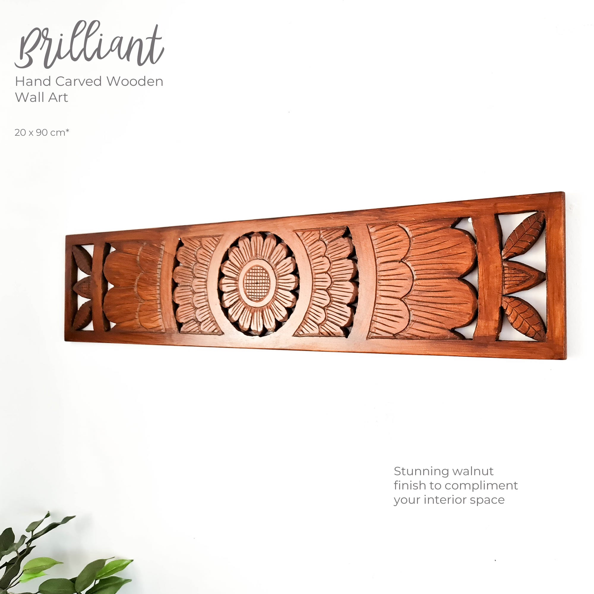 Hand Carved Wooden Wall Art - Decorative Mandala Yoga Walnut Panel