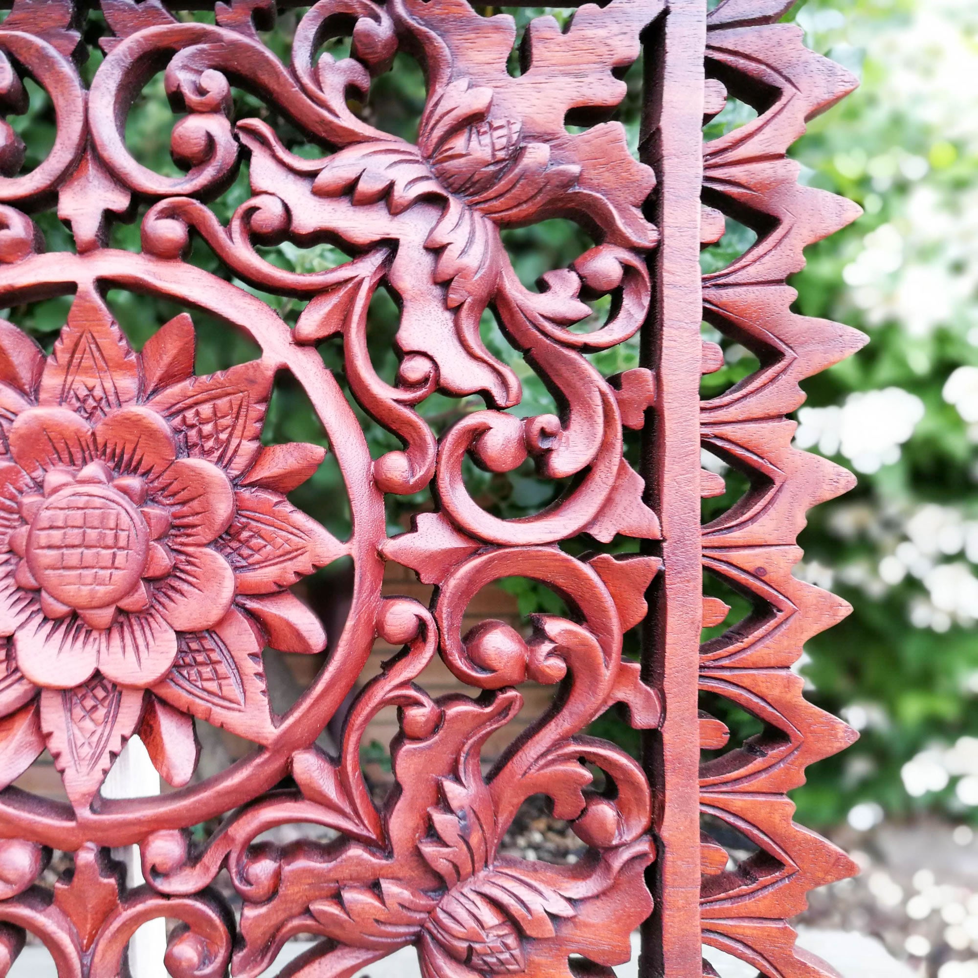 Hand Carved Wooden Decorative Panel Art Sculpture Mandala Yoga Square