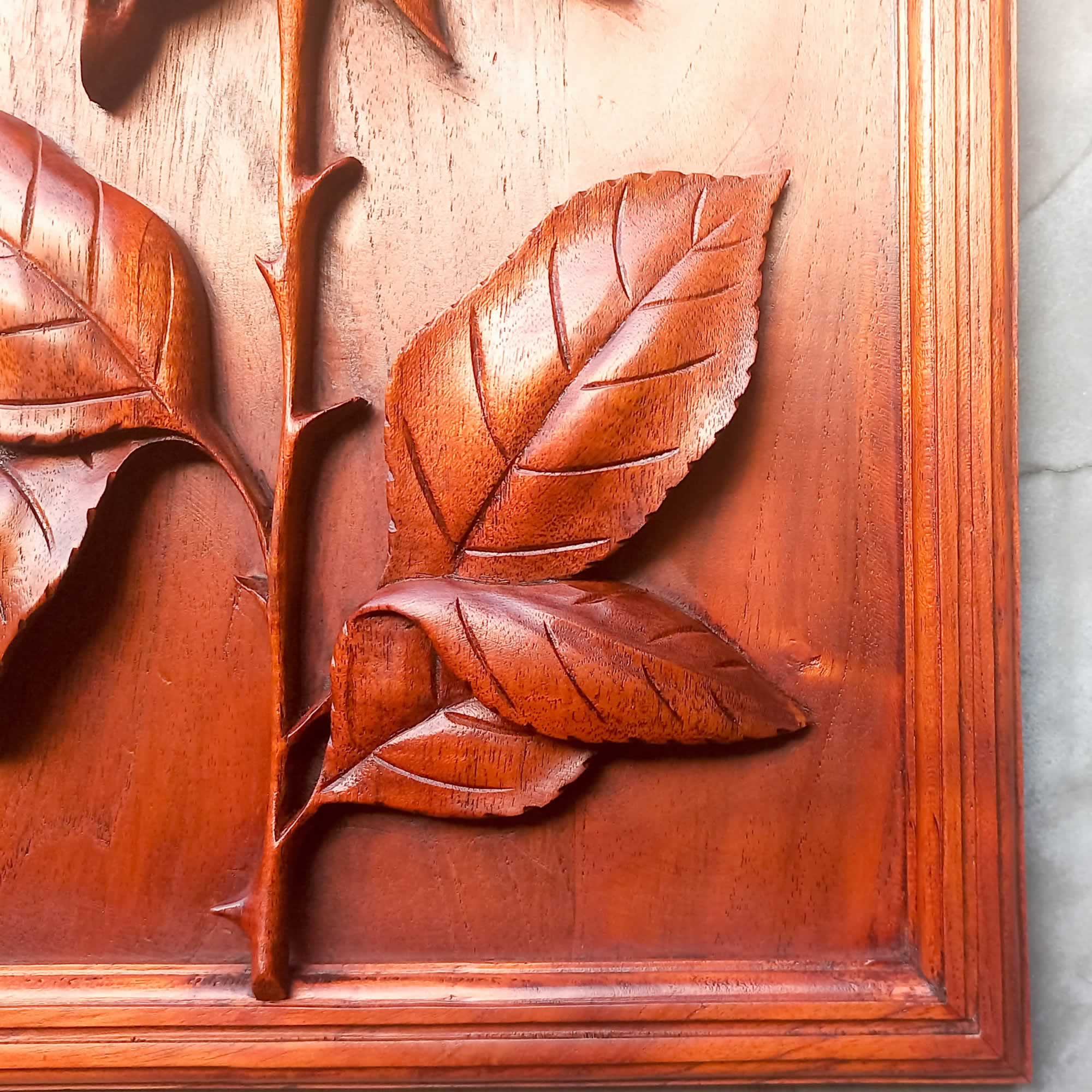 Love Rose Hand Carved Wooden Wall Art Sculpture Decoration Nature Garden - Perfect Valentine Christmas Gift. easternada.com