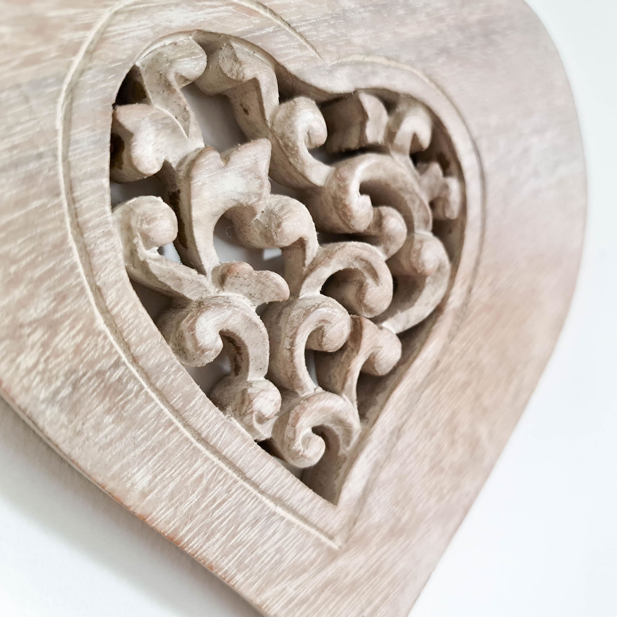 Hand Carved Wood Love Heart Decoration - A Perfect Gift for Him Her Easternada