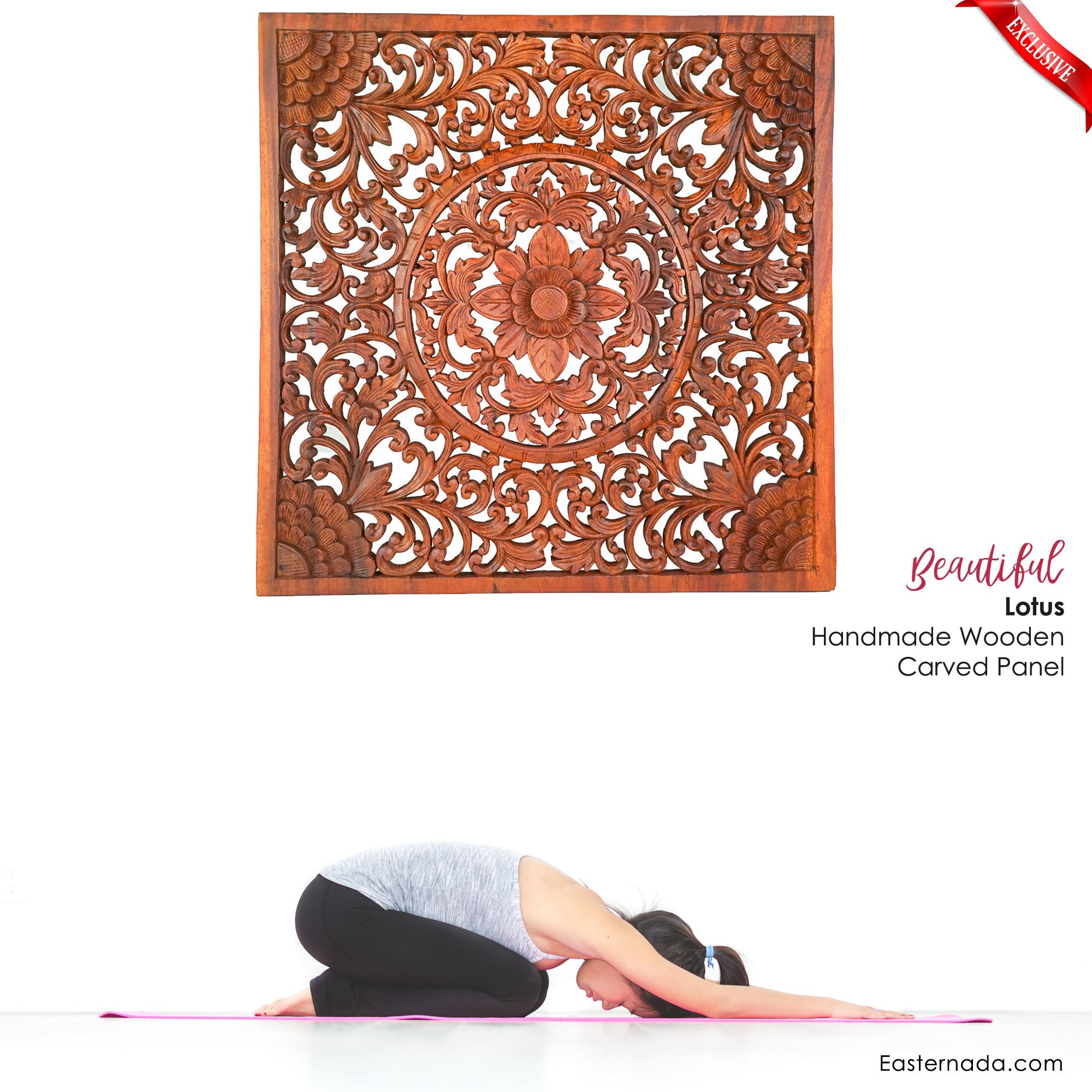 Hand Carved Wooden Decorative Large Headboard Panel