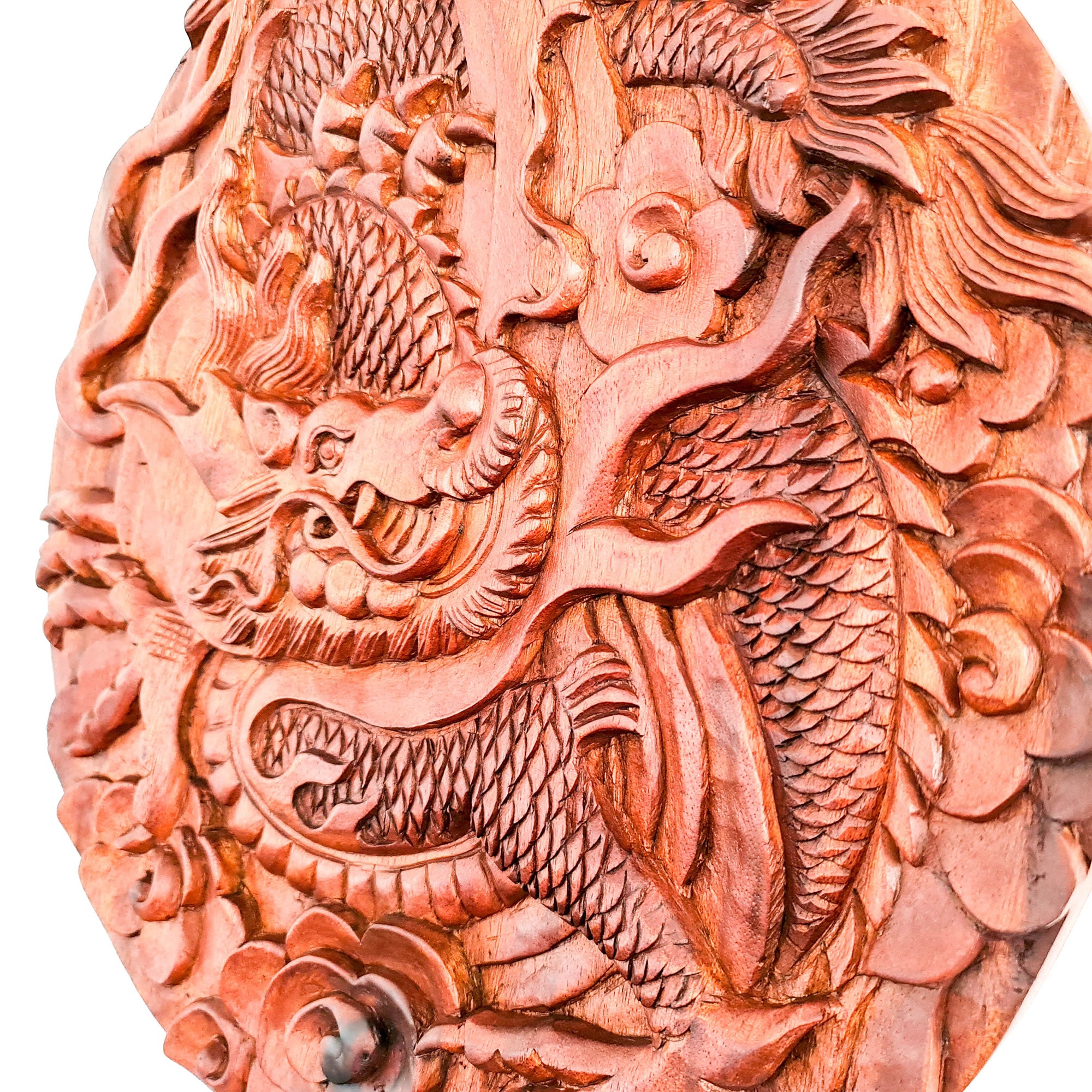 Hand Carved Wooden Wall Art Decorative Sculpture Chinese Dragon - Feng Shui Good Luck Perfect Gift Easternada