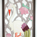 Carved Painted Wooden Wall Art - Large Headboard Decorative Bird Panel