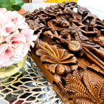 Goddess Saraswati Carved Wooden Decorative Hindu Mandir Sculpture Art - Easternada