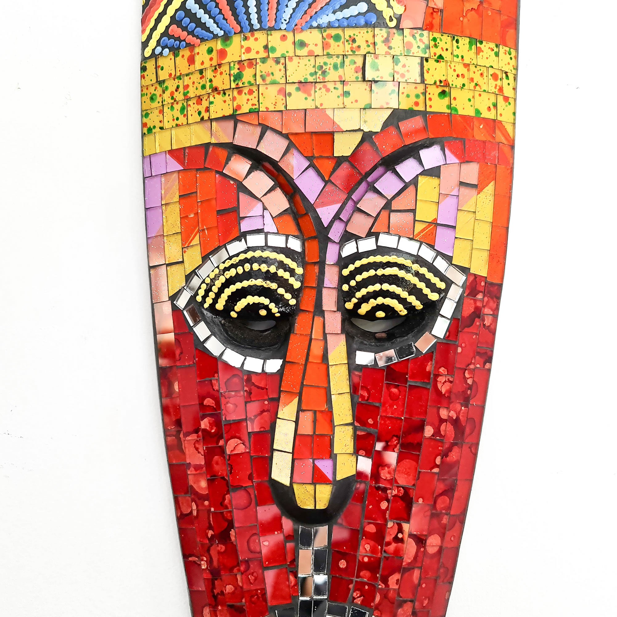 Hawaiian Tiki Mask Wall Hanging - Hand Carved painted wooden Tropical Aboriginal decoration