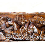 Hand Carved Wild Horses Long Decorative Sculpture Art - Horse Riding Gift