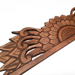 Handmade Carved Wooden Wall Art Rustic Curved Mandala Distressed Antique Brown