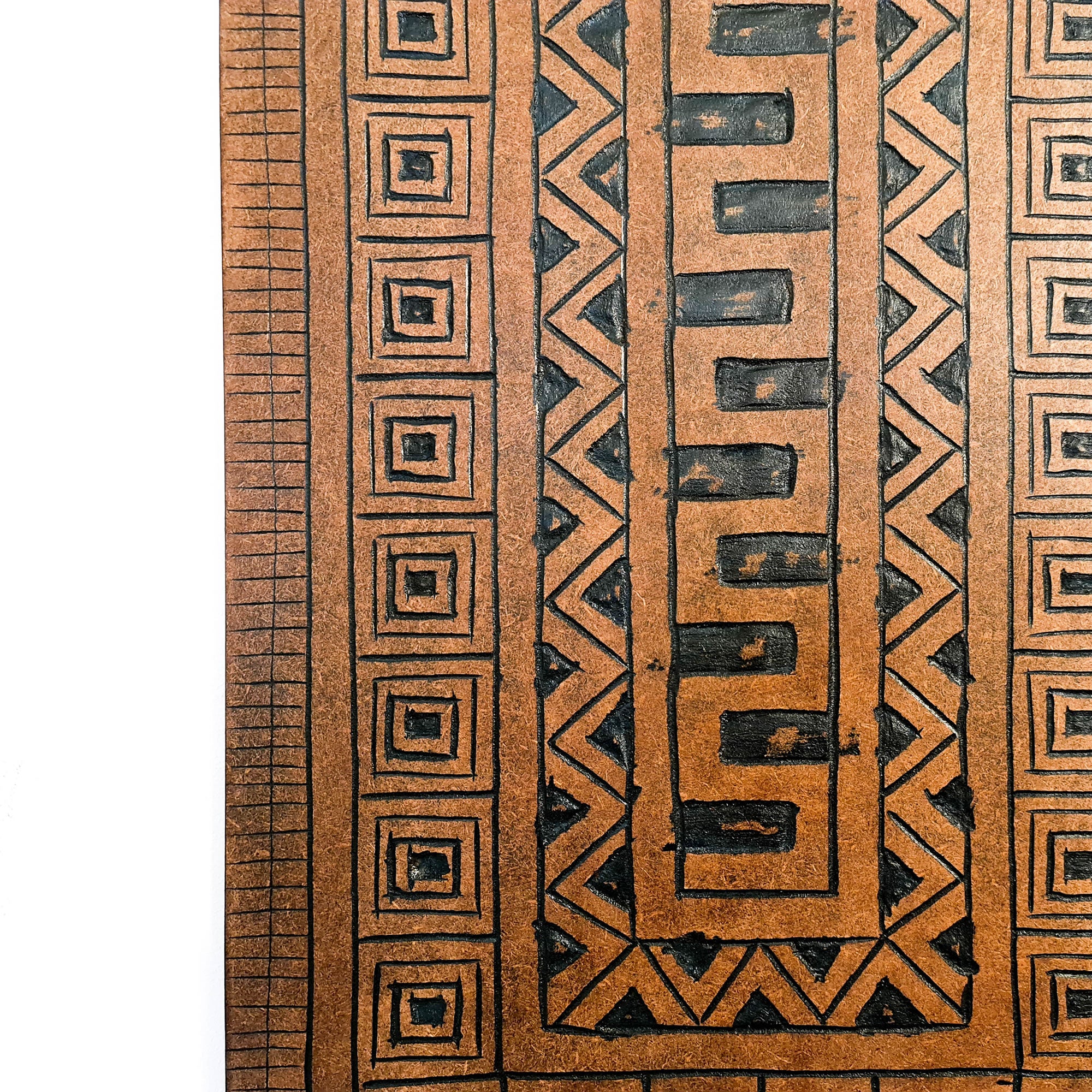 Carved Wooden Wall Art - Decorative Aztec Mexican Geometric Art