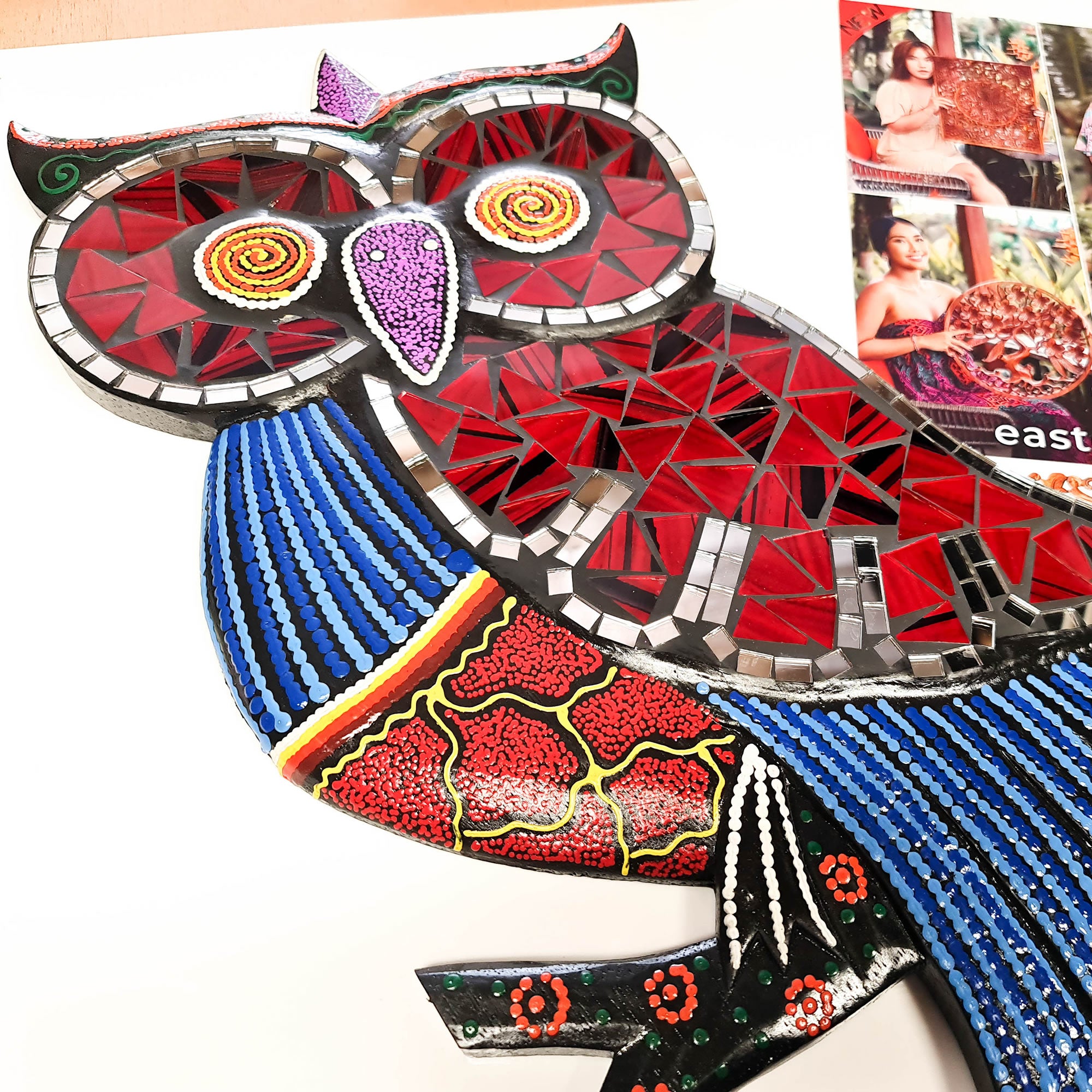 Tropical Wall Hanging - Hand-Carved painted wooden Tropical decoration.