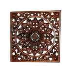 Exclusive Wooden Hand Carved Decorative Art Panel Mandala Yoga Peace