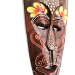 Hawaiian Tiki Mask Wall Hanging - Hand Carved painted wooden Tropical Aboriginal decoration