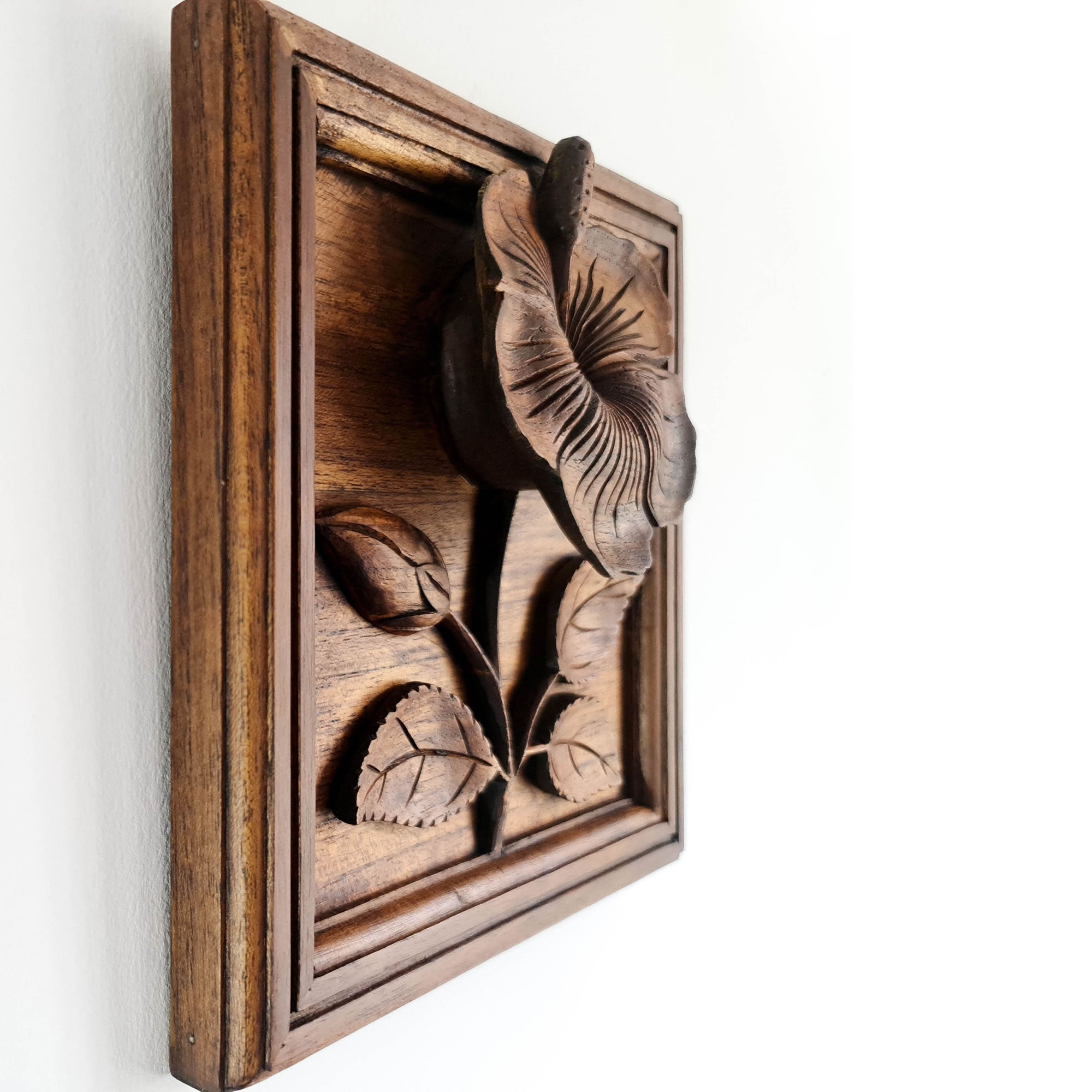 A perfect gift for a loved one. Hand Carved Teak Wood Flower. Simply Stunning