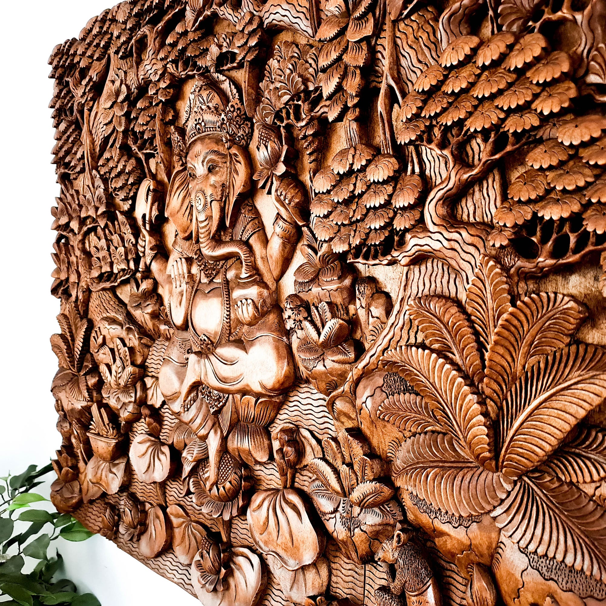 Divine Hindu God Lord Ganesh Hand Carved Wooden Decorative Art Mandir Pooja