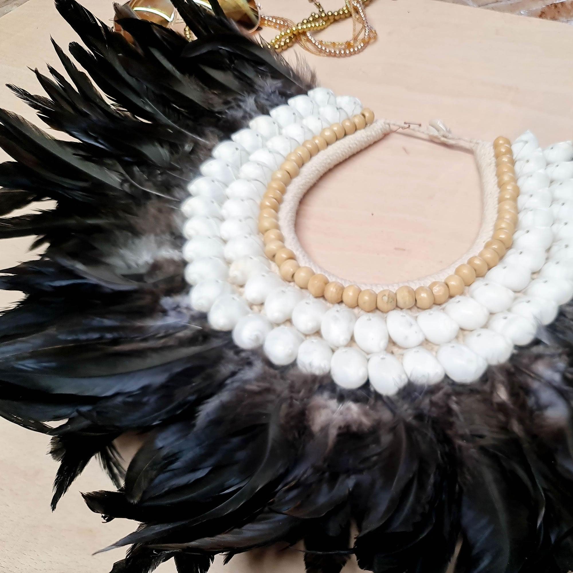 Bohemian Style Feather Sea Shells Handmade Decorative Costume Macrame Necklace Jujuhat - Easternada