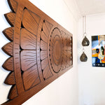 Large king Size Mandala Headboard - Handmade Carved Wooden Wall Art Lotus