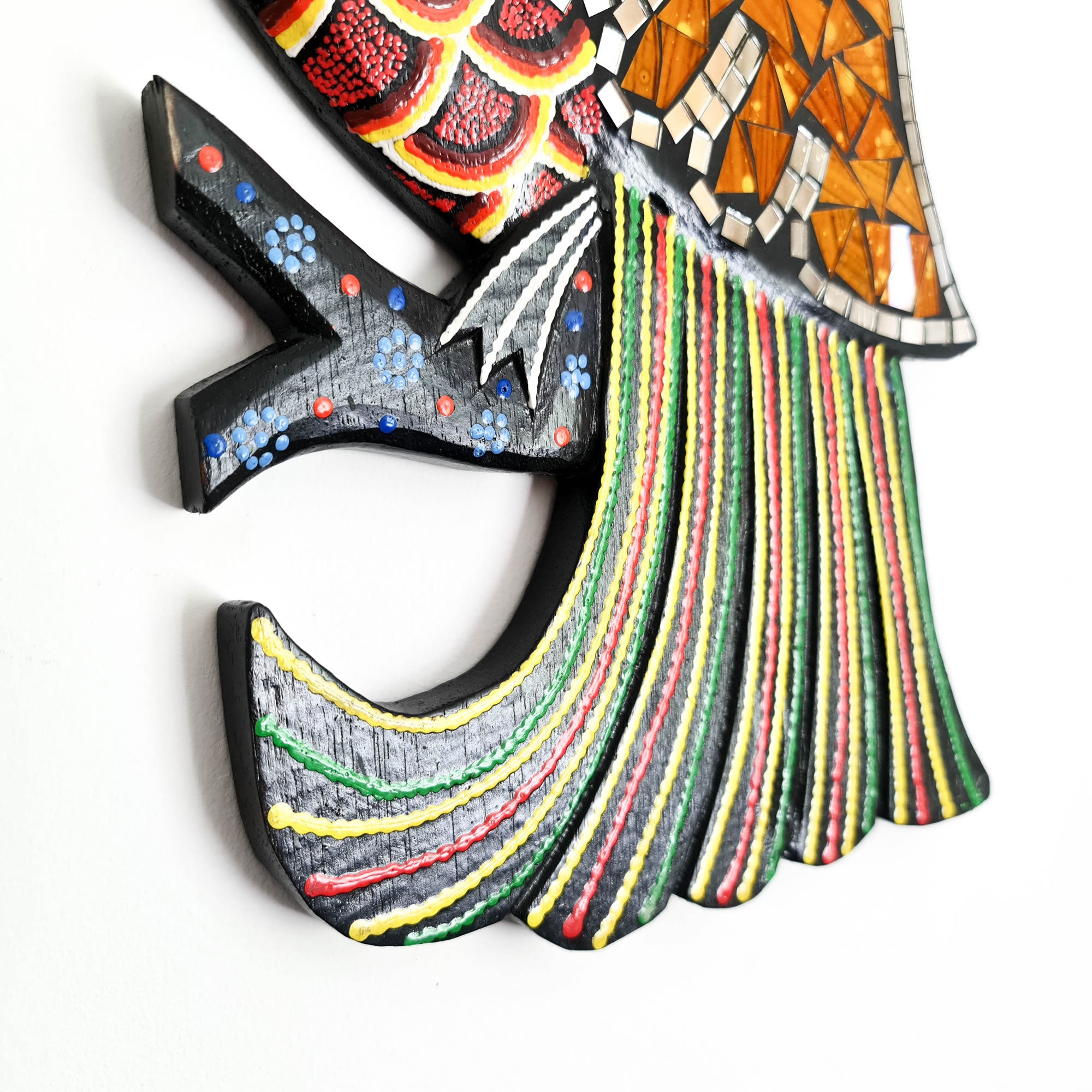 Tropical Wall Hanging - Hand-Carved painted wooden Tropical decoration.