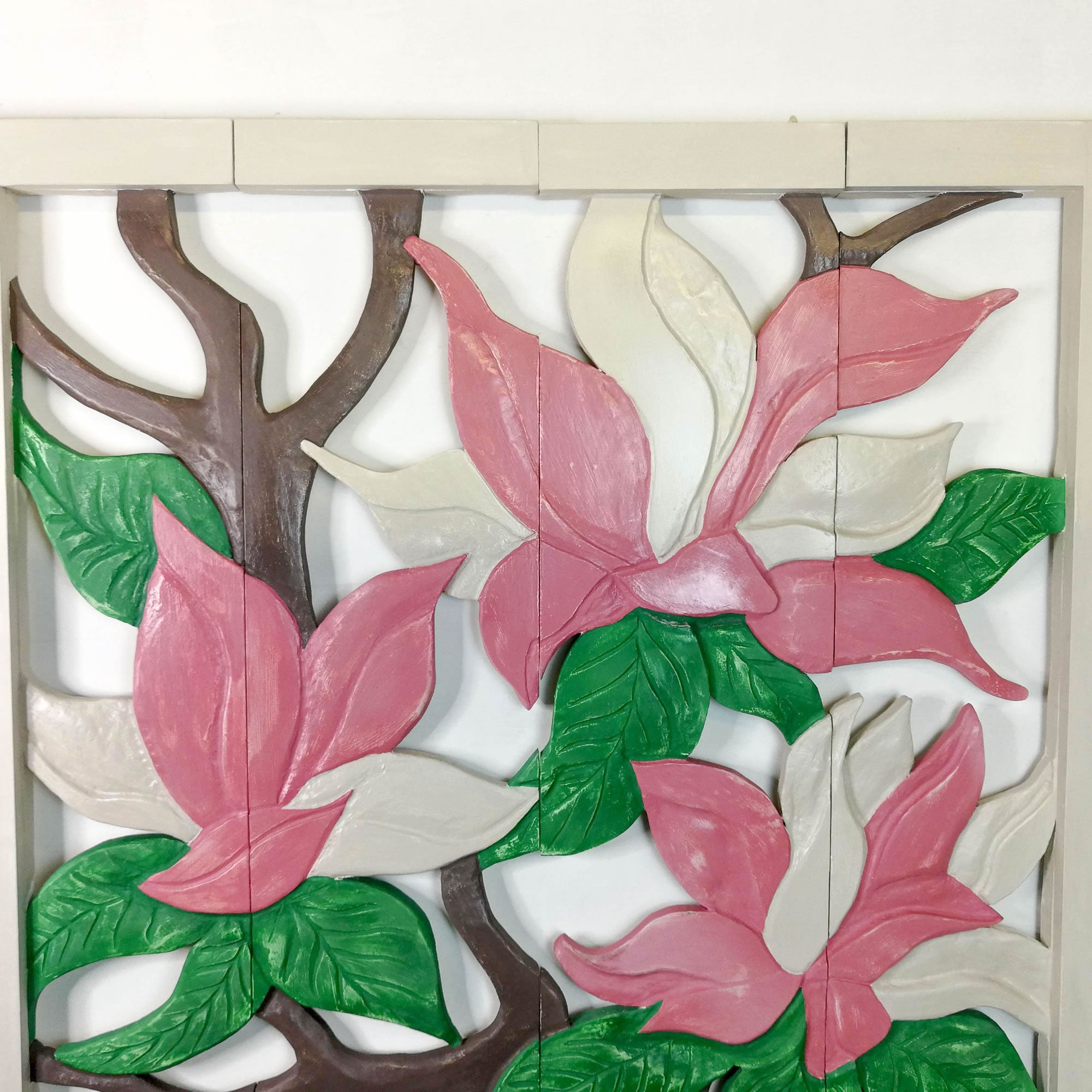 Large Hand Carved Wooden Wall Art Decorative Headboard Panel